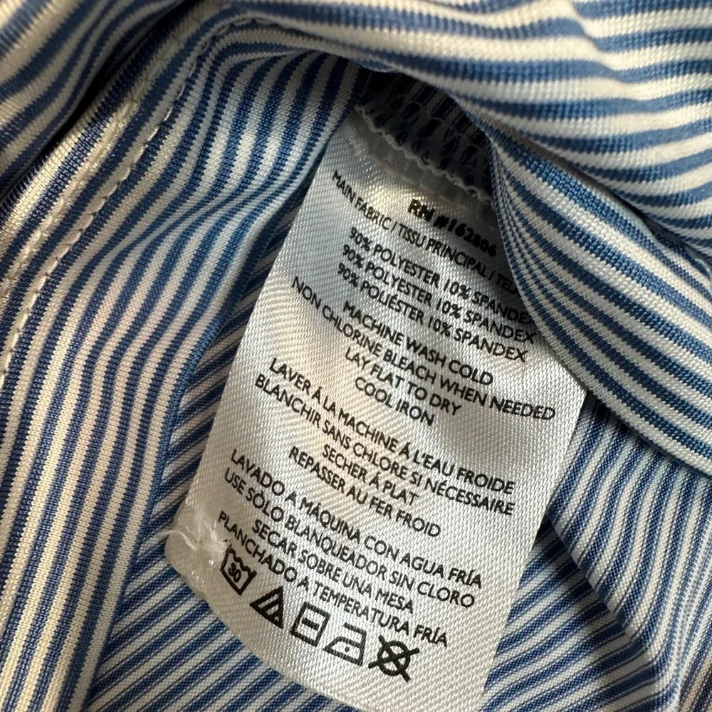 Cotton & Co. Mens XL Polo Shirt Blue‎ White Striped Golf Performance ance